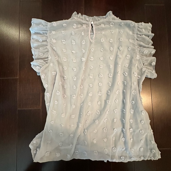 SHEIN Curve Baby Blue Flutter Sleeve Blouse - Picture 6 of 10